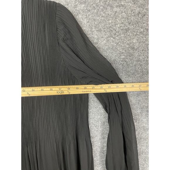 Wilfred Pleated Scoop Neck Keyhole Puff Sleeve Mini Dress Black Size L - Picture 8 of 15